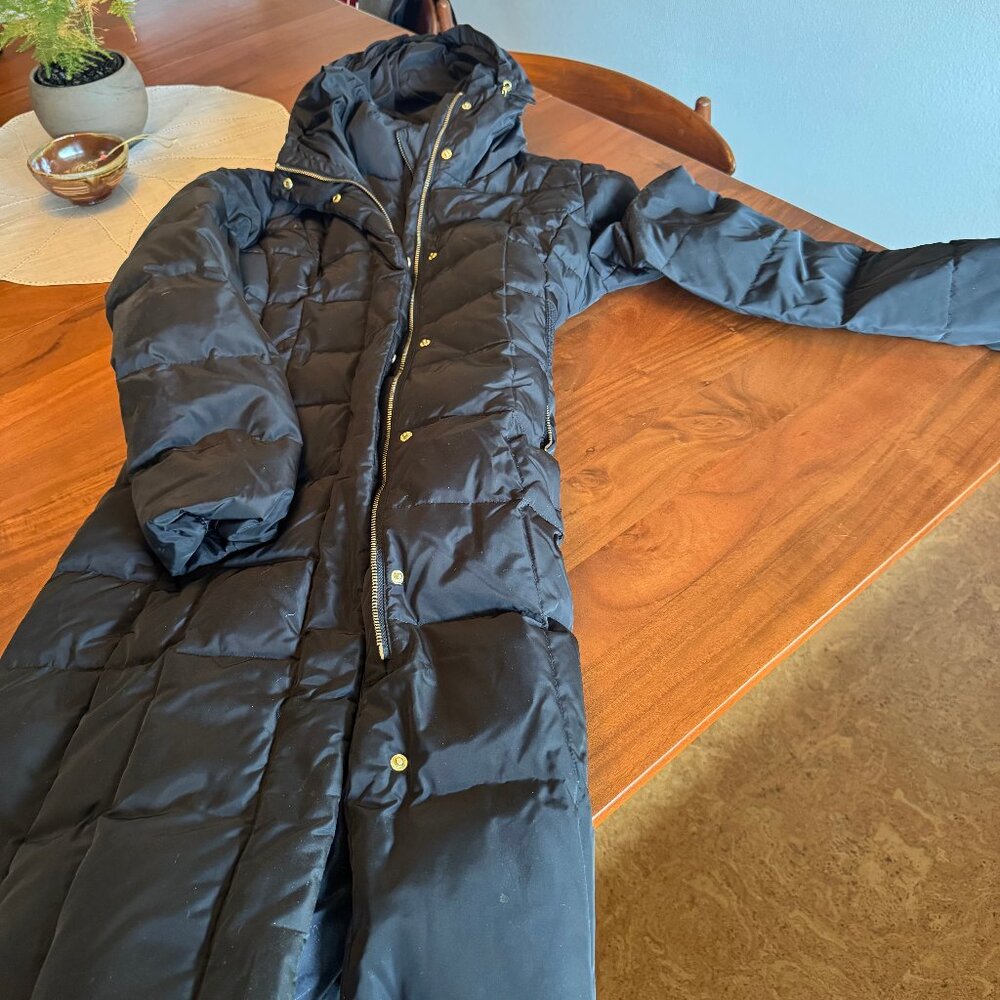 Cole Haan Women's Signature Hooded Taffeta Long Down Coat in Black